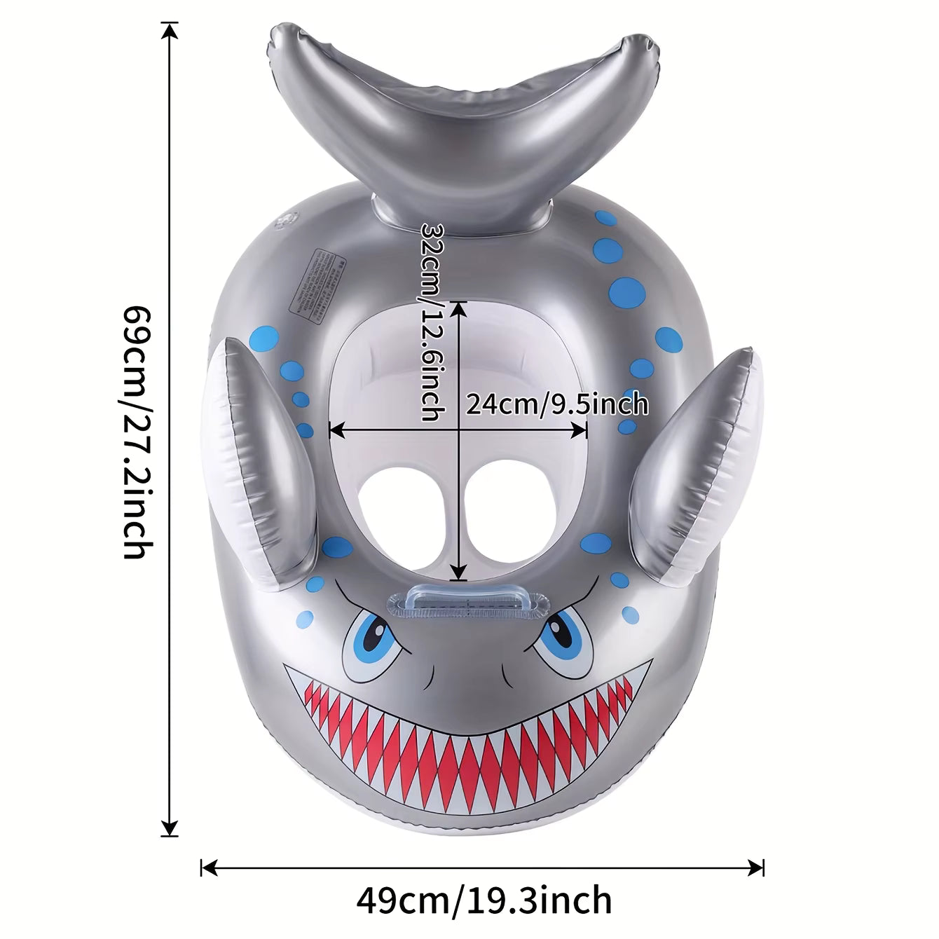 Bouée Gonflable Requin avec Poignées – Siège Flottant Piscine Adulte et Enfant – PVC Résistant