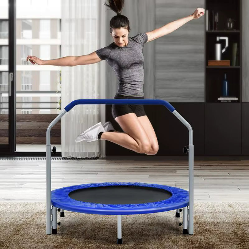Trampoline Fitness Pliable 40 Pouces avec Barre de Maintien Réglable – Cardio & Remise en Forme à Domicile