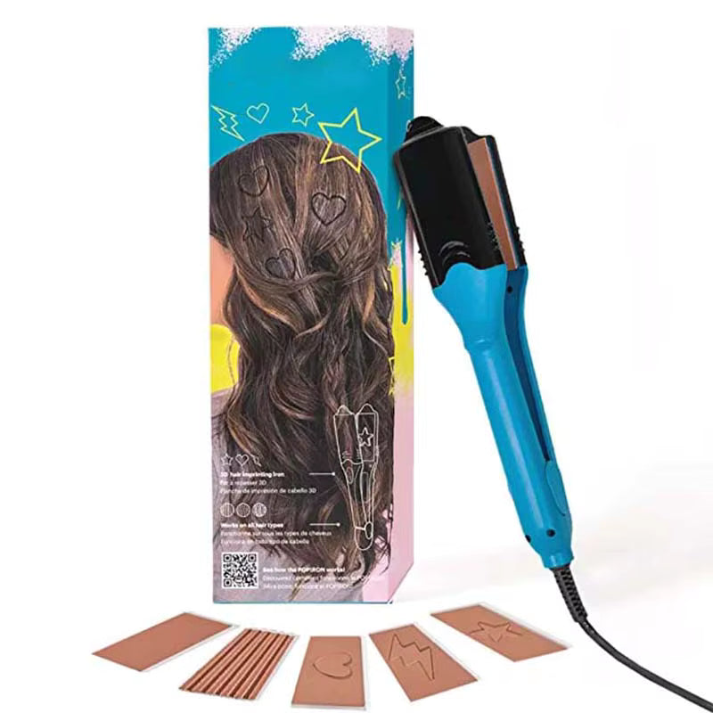 Redresseur de Cheveux 3D Professionnel – Fer à Gaufrer avec 5 Plaques Interchangeables – Chauffage Rapide