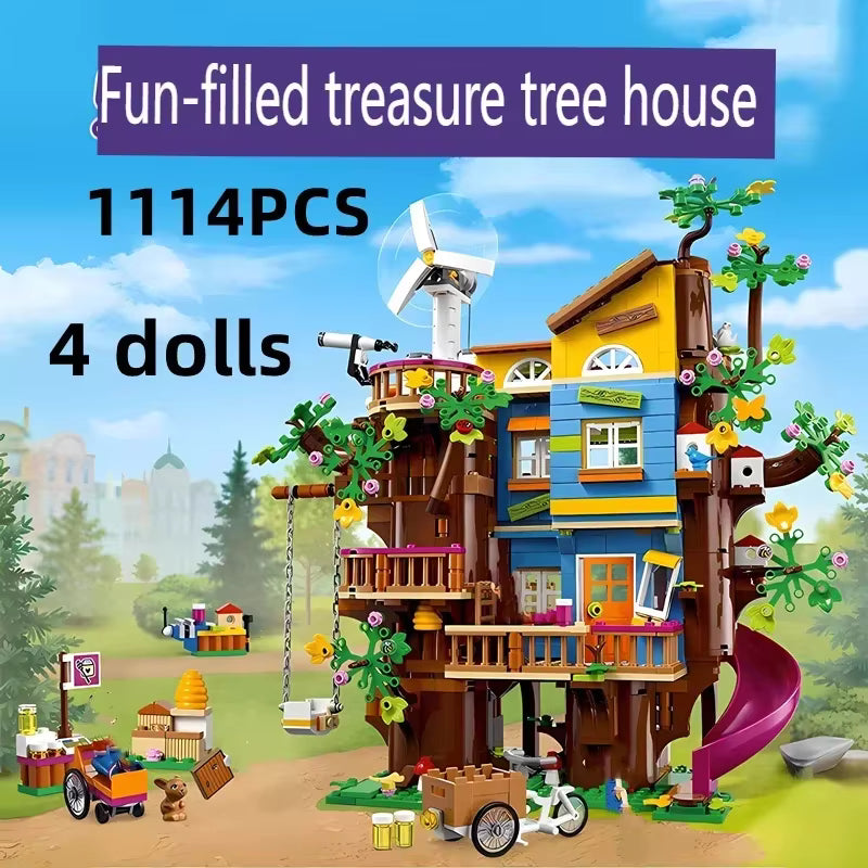 Cabane dans Arbre 1114 Pièces Blocs de Construction – Maison Nature avec Toboggan – Jeu Créatif Enfant – Cadeau Fille Garçon –