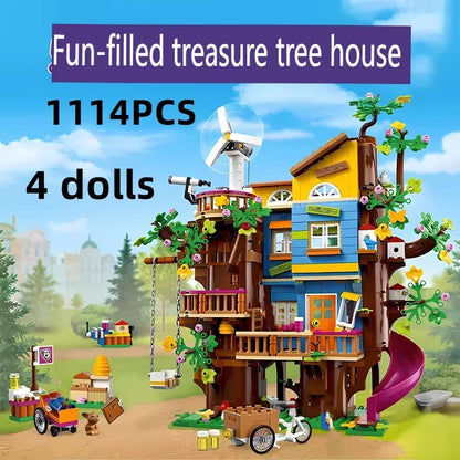 Cabane dans Arbre 1114 Pièces Blocs de Construction – Maison Nature avec Toboggan – Jeu Créatif Enfant – Cadeau Fille Garçon –
