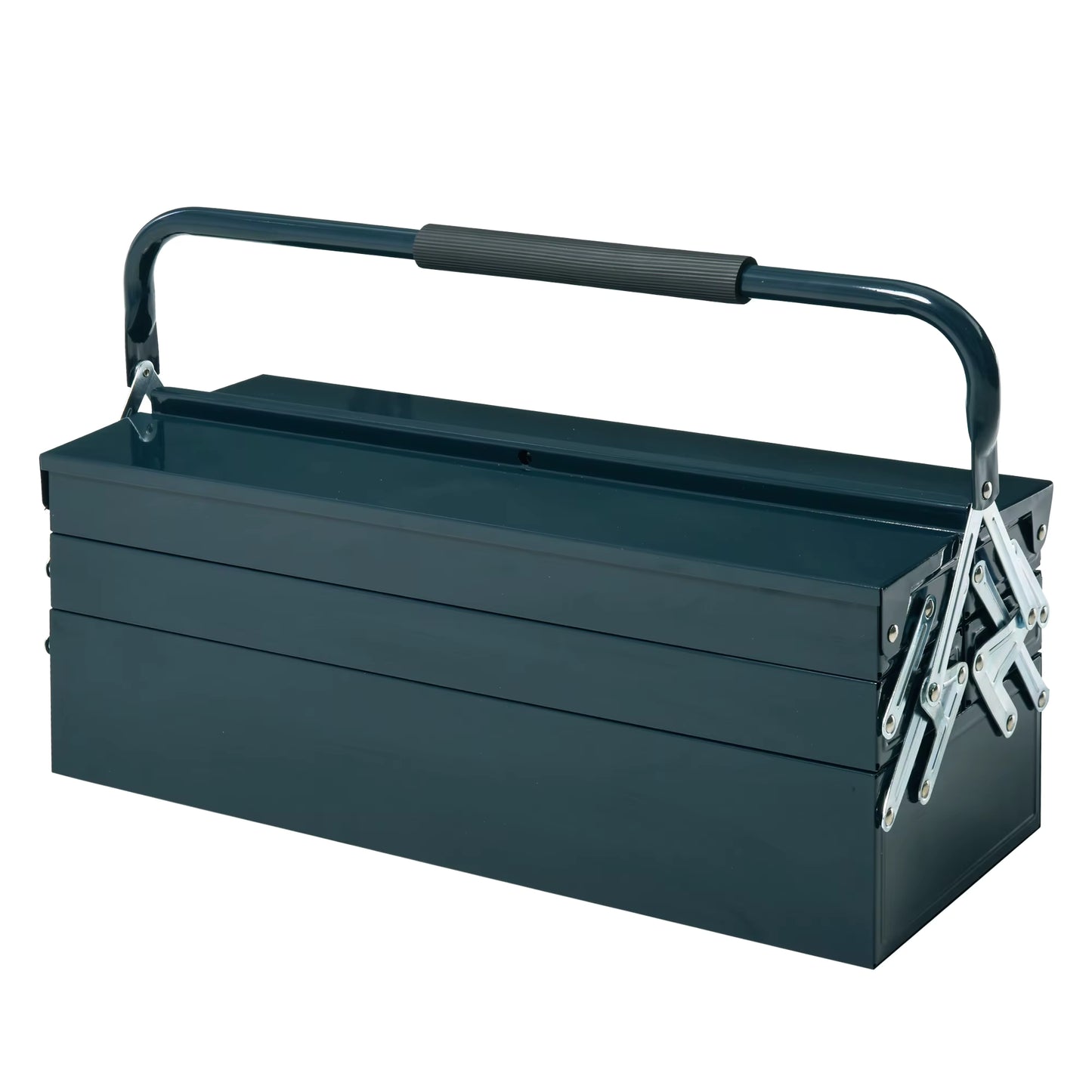 Boîte à outils pliable en acier avec 5 compartiments – Boîte de rangement pour artisanat et réparations – 57 x 21 x 41 cm