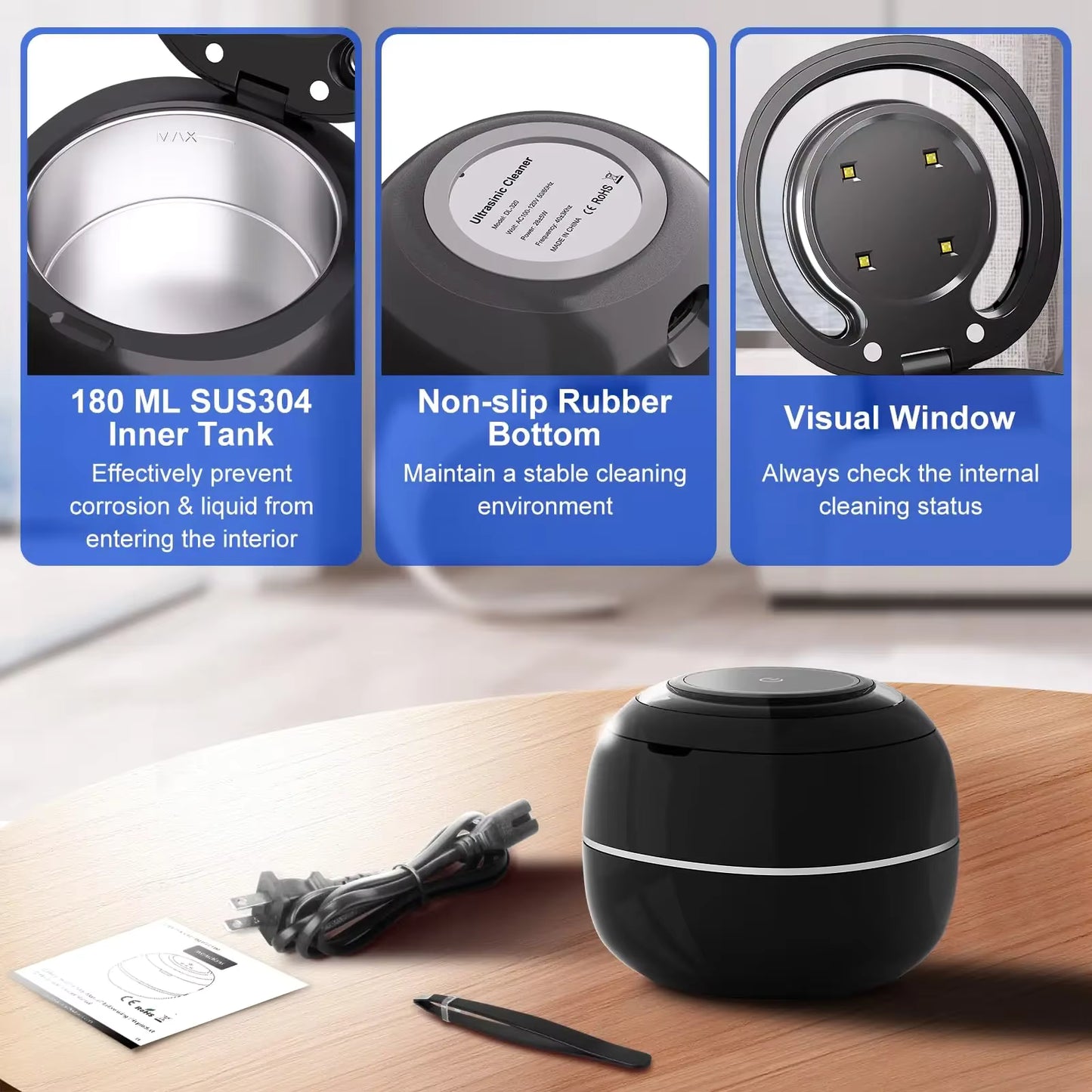 Nettoyeur Ultrason Portable pour Bijoux et Prothèses Dentaires – Nettoyage Ultrason avec UV