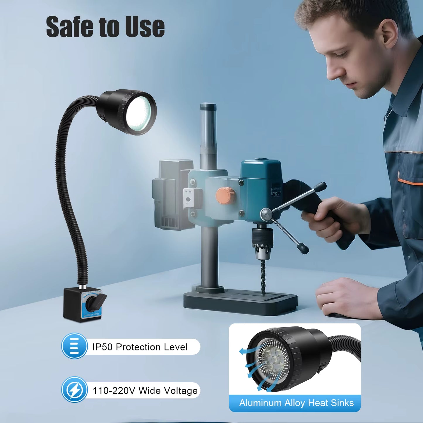 Lampe CNC LED 5W magnétique à bras flexible