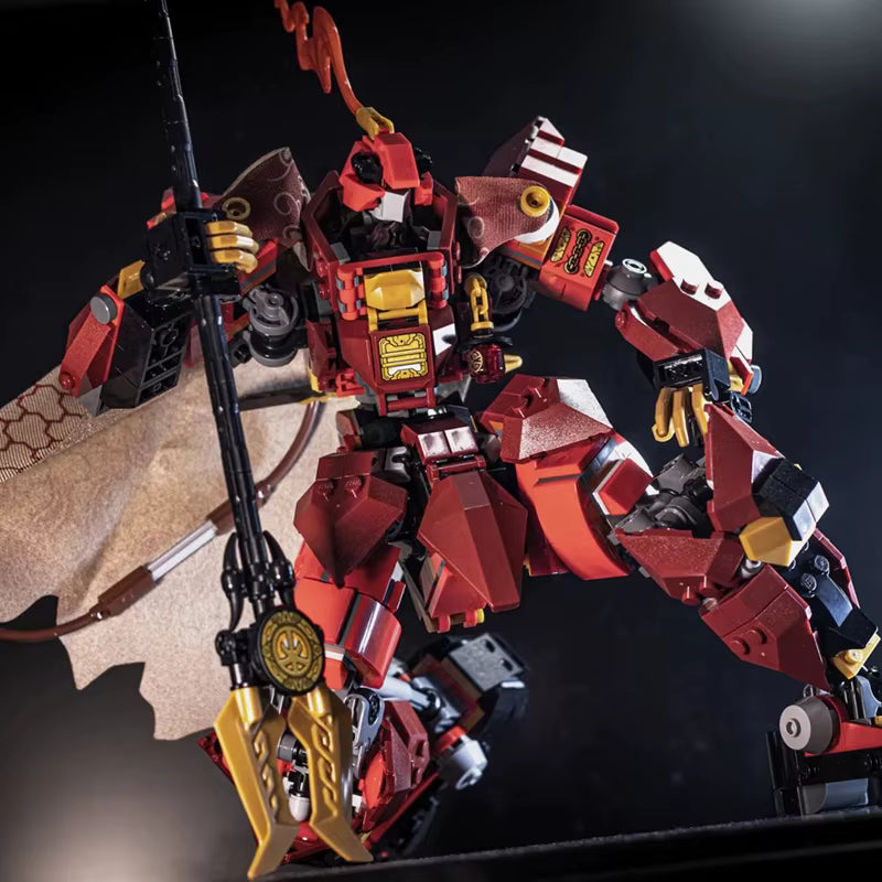 Figurine Mecha à construire 996 pièces – Robot chevalier Flame Knight blocs de construction – Modèle décoratif