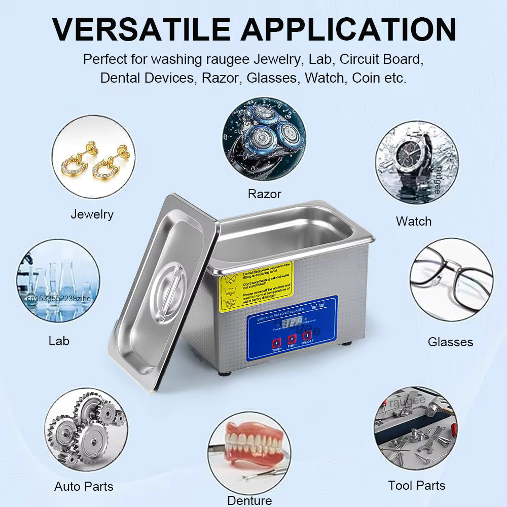 Nettoyeur à ultrasons 40KHz – Bac de nettoyage professionnel pour bijoux, lunettes, montres, prothèses dentaires, appareil de nettoyage haute fréquence