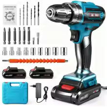 Perceuse Visseuse Sans Fil 21V avec 2 Batteries – Tournevis Électrique 2 Vitesses – Kit 24 Accessoires – Bricolage à Domicile