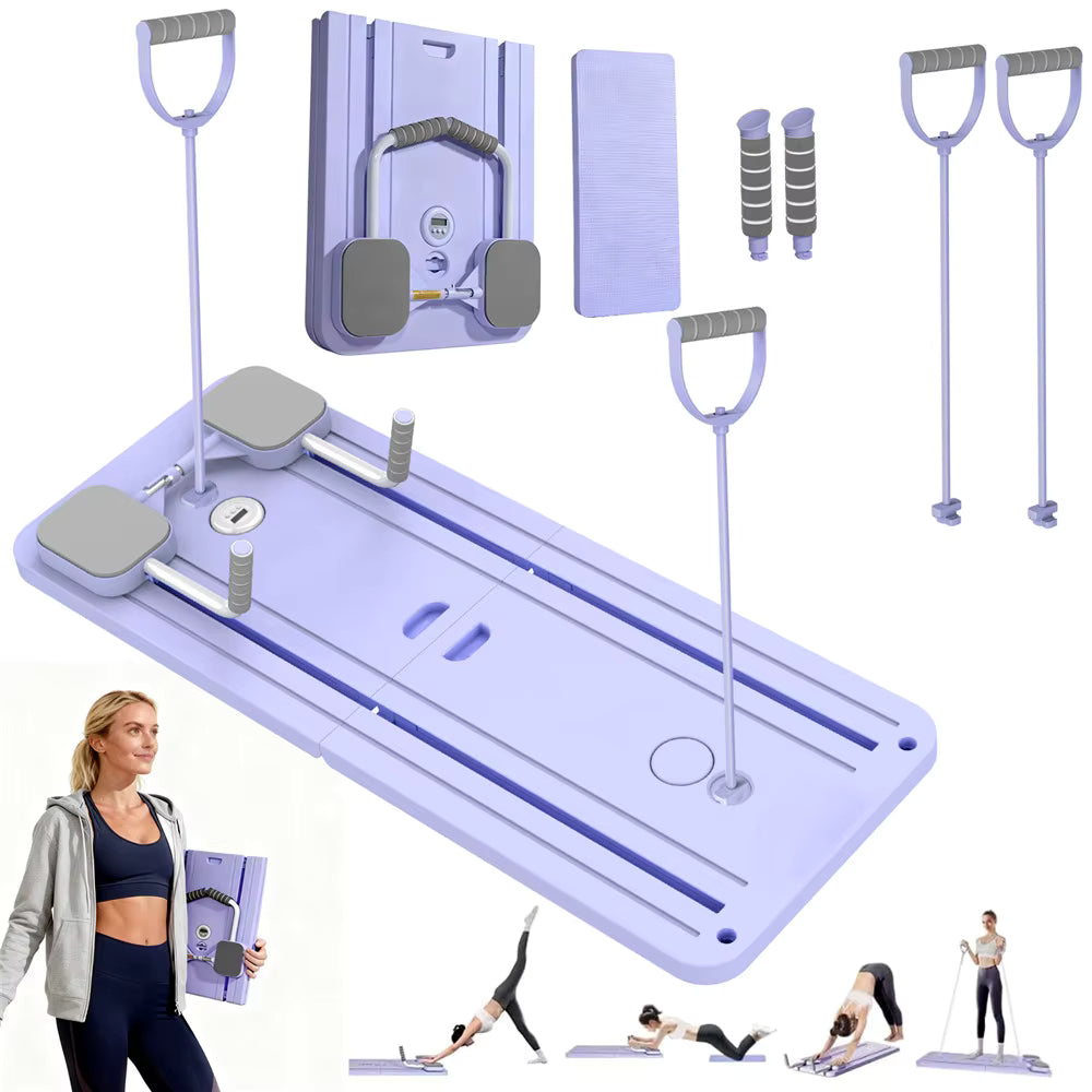 Planche Pilates Pliable Multifonction Fitness Musculation Abdominaux Gainage Entraînement Complet Corps Avec Élastiques