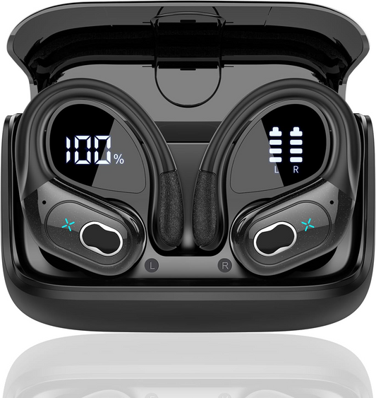 Écouteurs Bluetooth 5.4 Sans Fil Sport avec Réduction de Bruit ENC – Casque Intra-Auriculaire HiFi Stéréo – Autonomie Longue Durée 75H – Micro Intégré et Boîtier de Charge LED