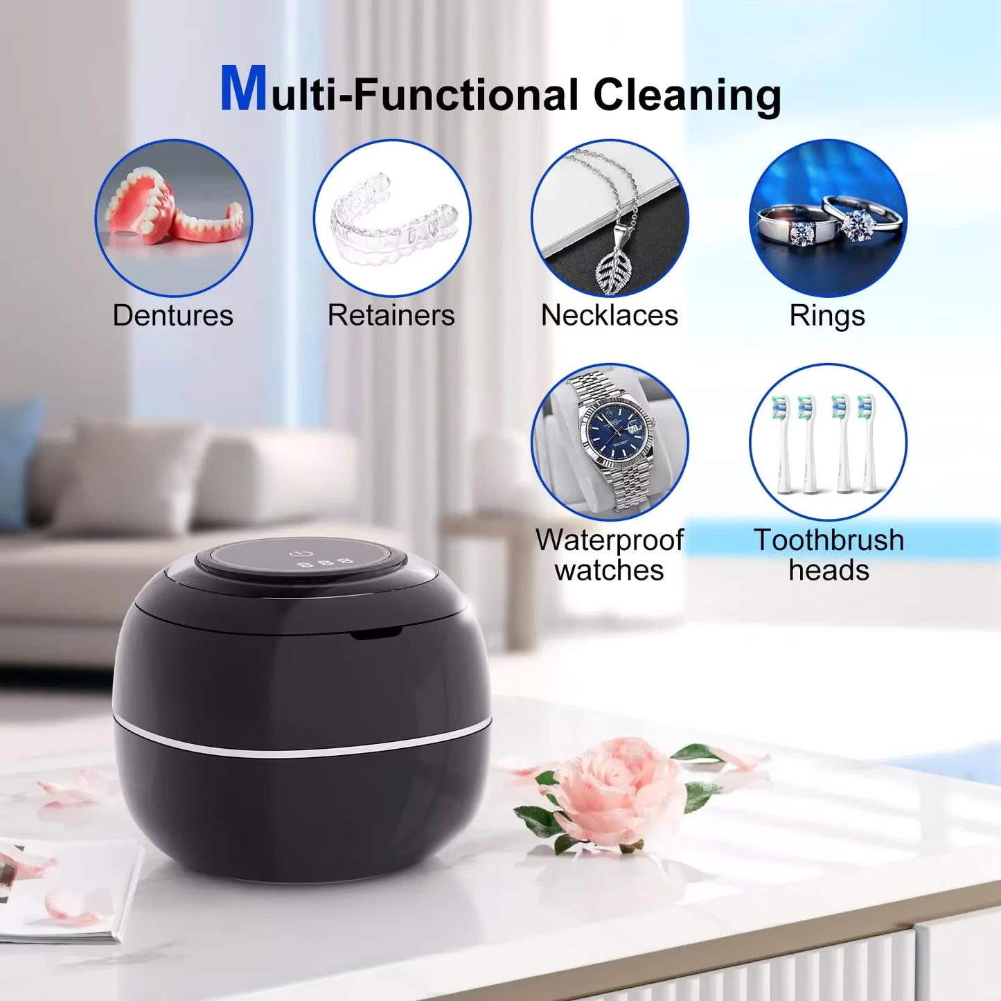 Nettoyeur Ultrason Portable pour Bijoux et Prothèses Dentaires – Nettoyage Ultrason avec UV