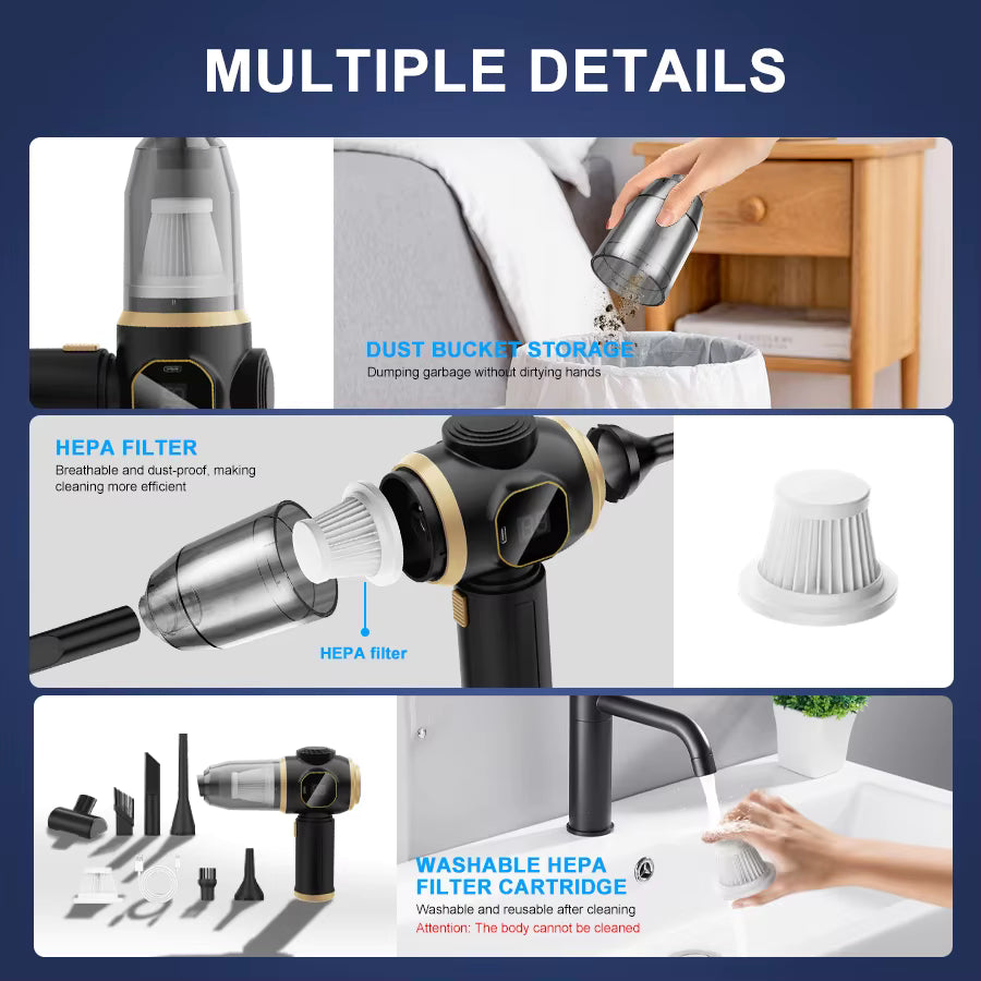Aspirateur de voiture sans fil haute puissance portable
