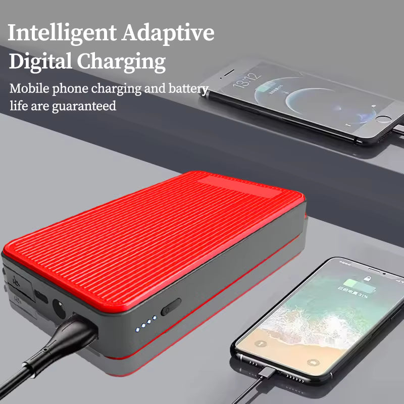 Démarreur de Voiture 2000A 12V Booster Batterie Portable Chargeur USB Batterie Externe d’Urgence avec LED