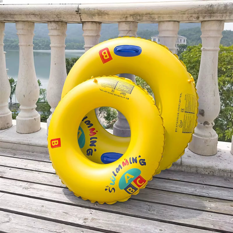 Bouée Gonflable Adulte 60-80 kg avec Poignées de Sécurité – Anneau de Natation Piscine Plage Été Jaune Flottant Résistant