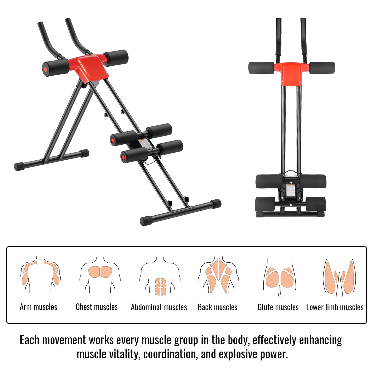 Appareil Abdominaux Multifonction – Entraînement Fitness à Domicile, 5 Niveaux de Résistance, Musculation Abdos, Bras et Jambes