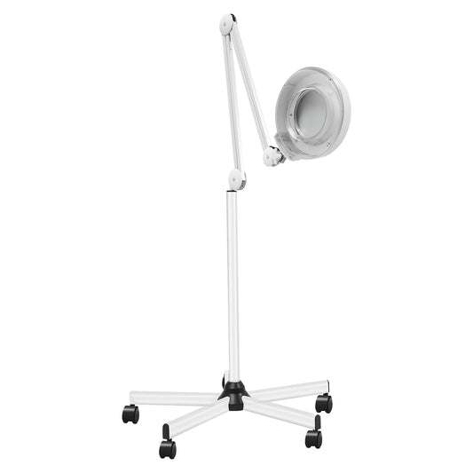 Lampe Loupe sur Pied 5X 24W LED – Lampe Grossissante avec Roulettes pour Esthétique, Onglerie et Tatouage – Éclairage Professionnel