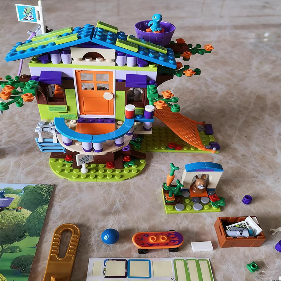 Cabane dans Arbre Blocs de Construction – Maison Nature avec Toboggan – Jeu Créatif Enfant – Cadeau Fille Garçon