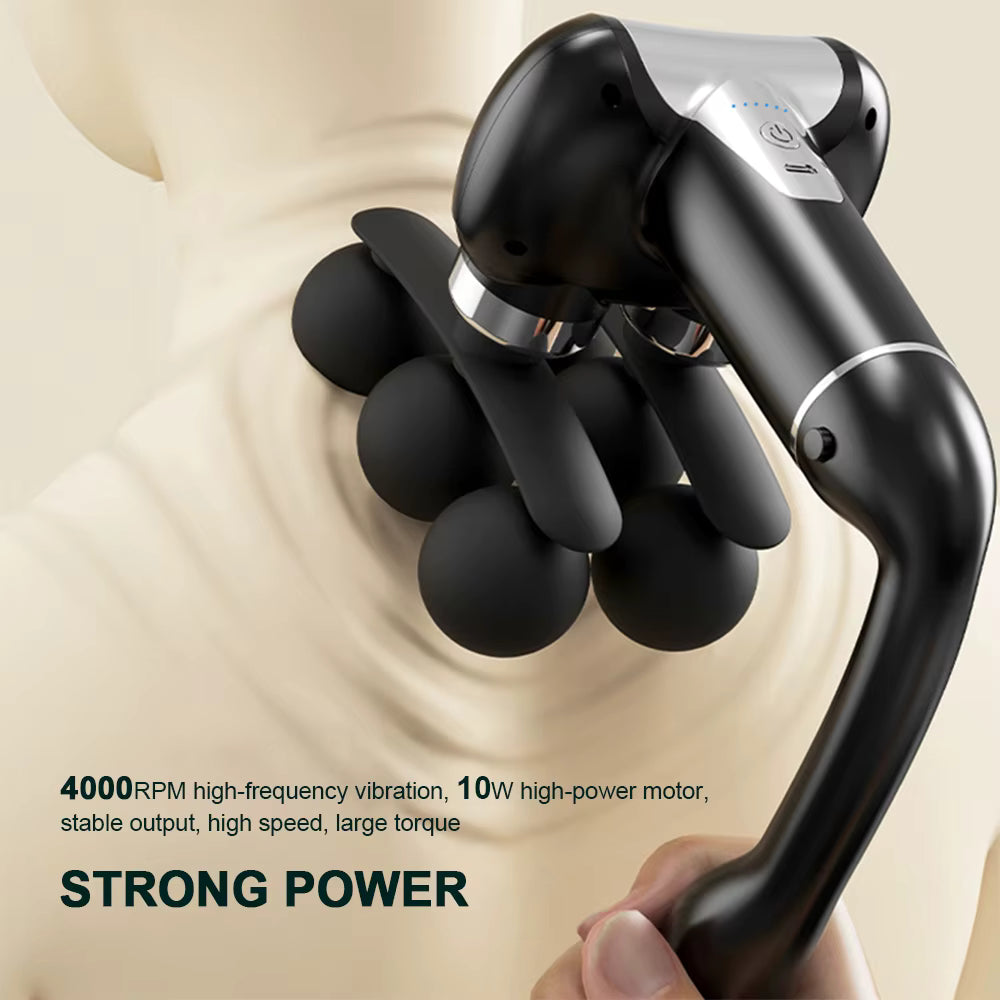 Pistolet de Massage Électrique 6 Têtes – Masseur Musculaire Haute Fréquence, Relaxation Corps, Dos, Nuque, Sport & Récupération