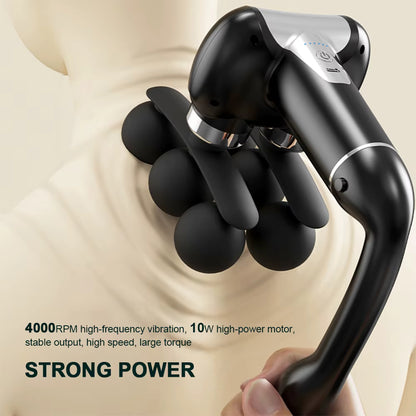 Pistolet de Massage Électrique 6 Têtes – Masseur Musculaire Haute Fréquence, Relaxation Corps, Dos, Nuque, Sport & Récupération