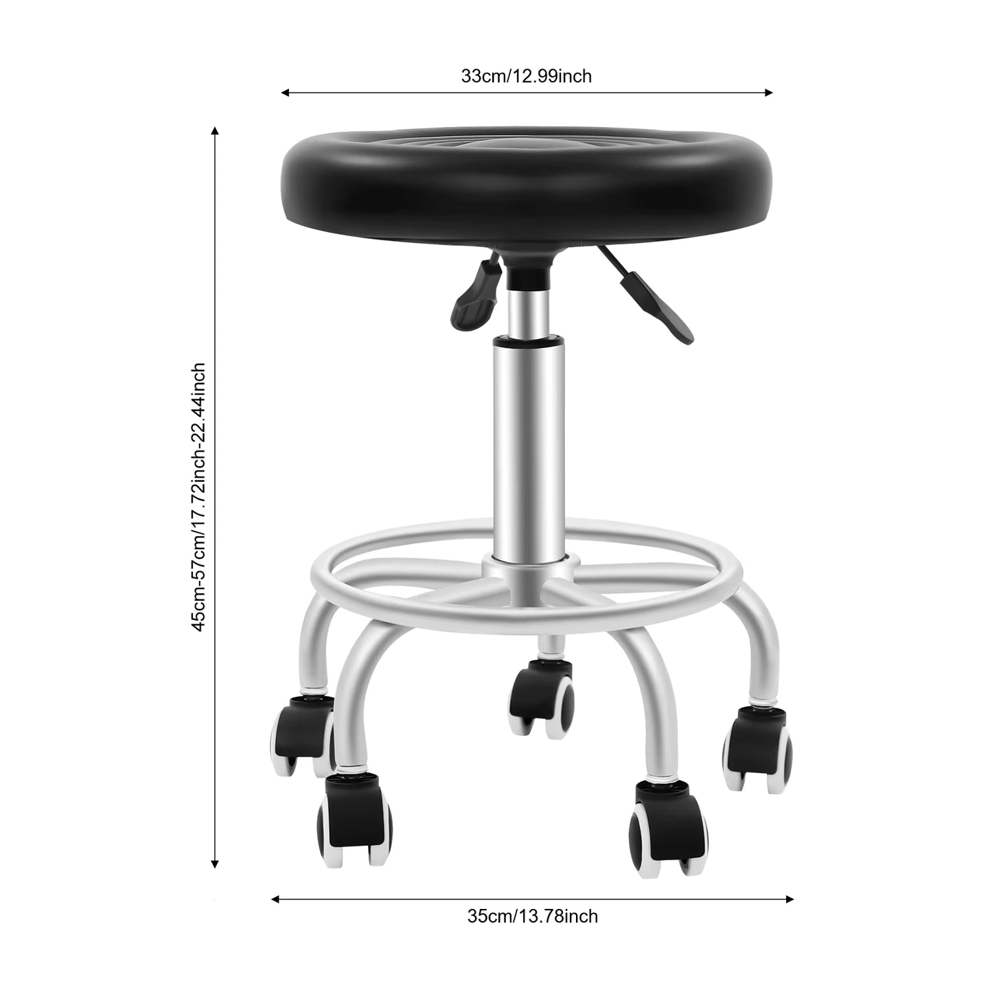 Tabouret de bar roulant réglable en hauteur 360° – Siège rotatif avec roulettes – Tabouret ergonomique pour salon bureau cuisine beauté