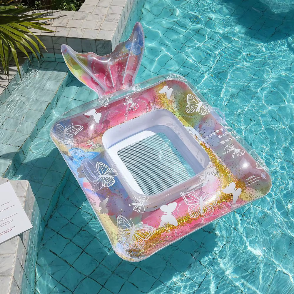 Chaise Flottante Gonflable Sirène pour Piscine – Hamac Aquatique avec Assise en Filet – Fauteuil Flottant Relaxation pour Plage, Lac et Vacances d'Été