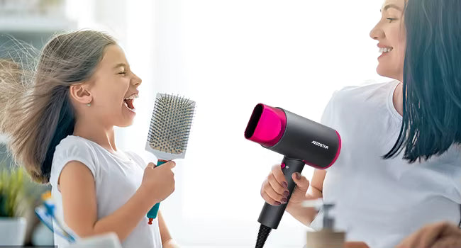 Sèche-Cheveux Professionnel 2200W Ionique – 2 Vitesses, 3 Températures, Air Froid, Léger et Puissant pour Séchage Rapide