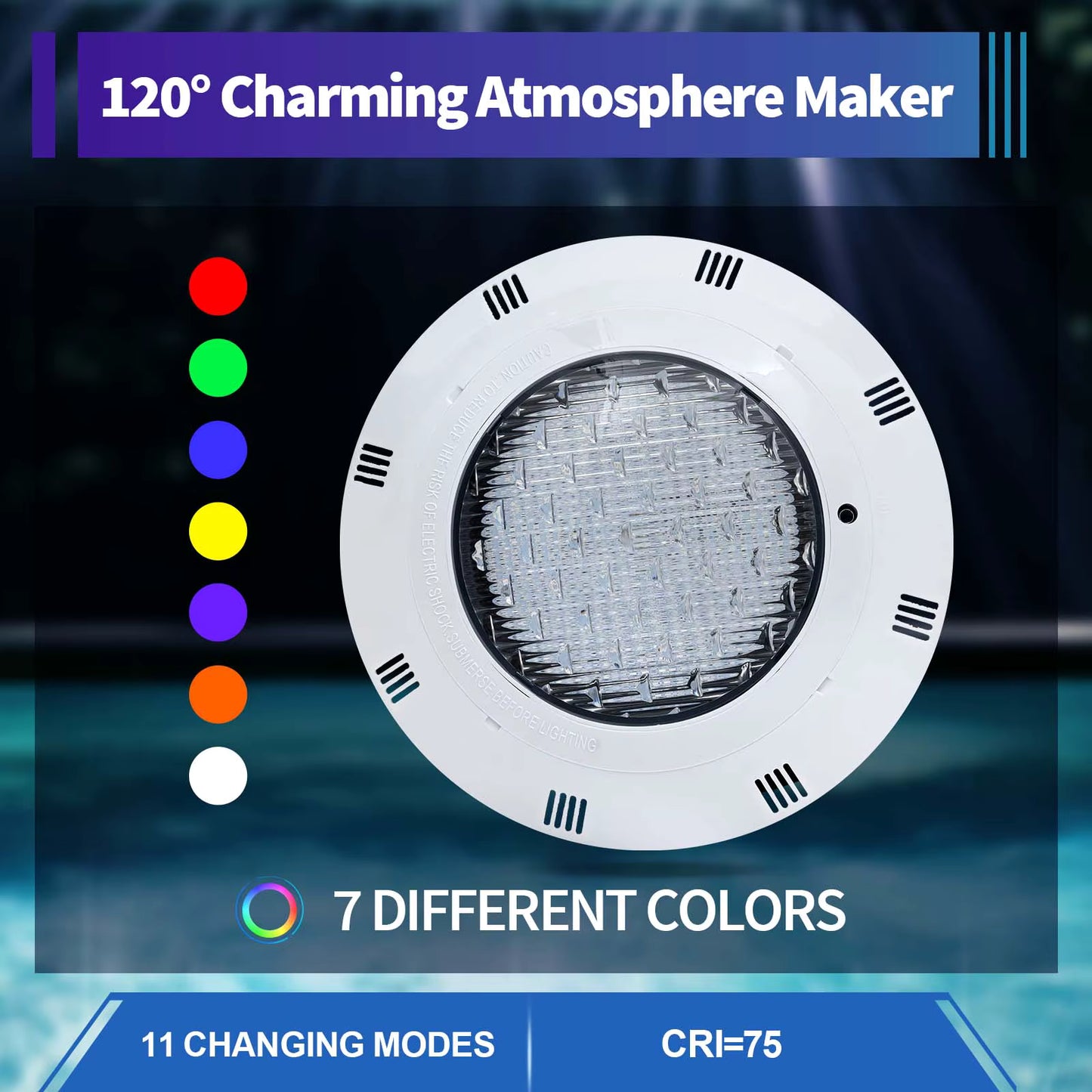 Projecteur LED piscine RGB 45W étanche IP68 – Lumière sous-marine 12V avec télécommande – Éclairage bassin / fontaine
