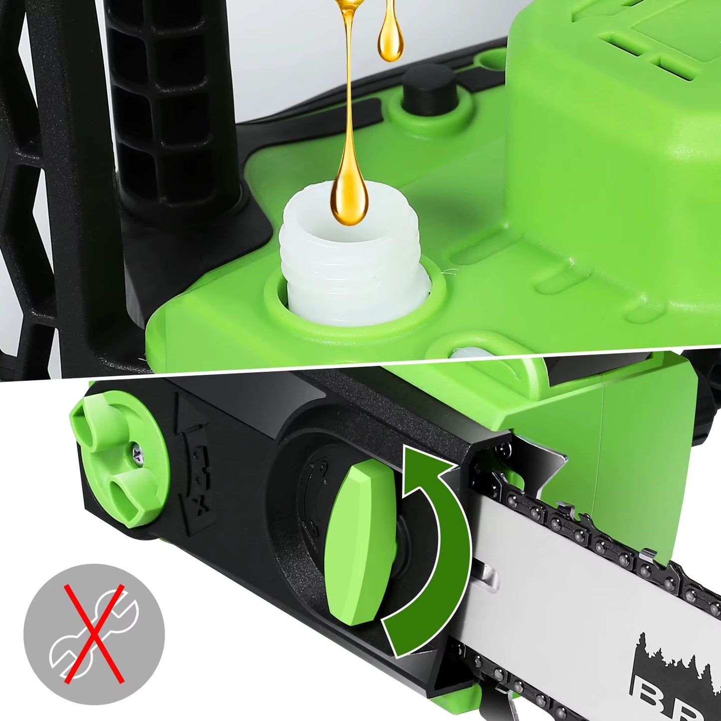 Tronçonneuse sans fil sans balais 16 pouces – 2200 W – Guide-chaîne 40 cm avec huileur automatique et indicateur de batterie