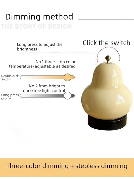 Lampe de Table Vintage Poire LED – Veilleuse Décorative Design Rétro pour Chambre et Chevet – Lampe d’Ambiance Moderne Rechargeable