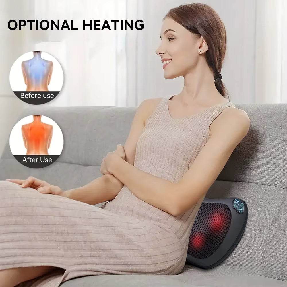 Masseur cervical électrique avec chaleur – Coussin de massage du cou à vibration et pétrissage profond – Épaules et corps