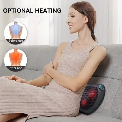 Coussin de massage cervical électrique chauffant à pétrissage