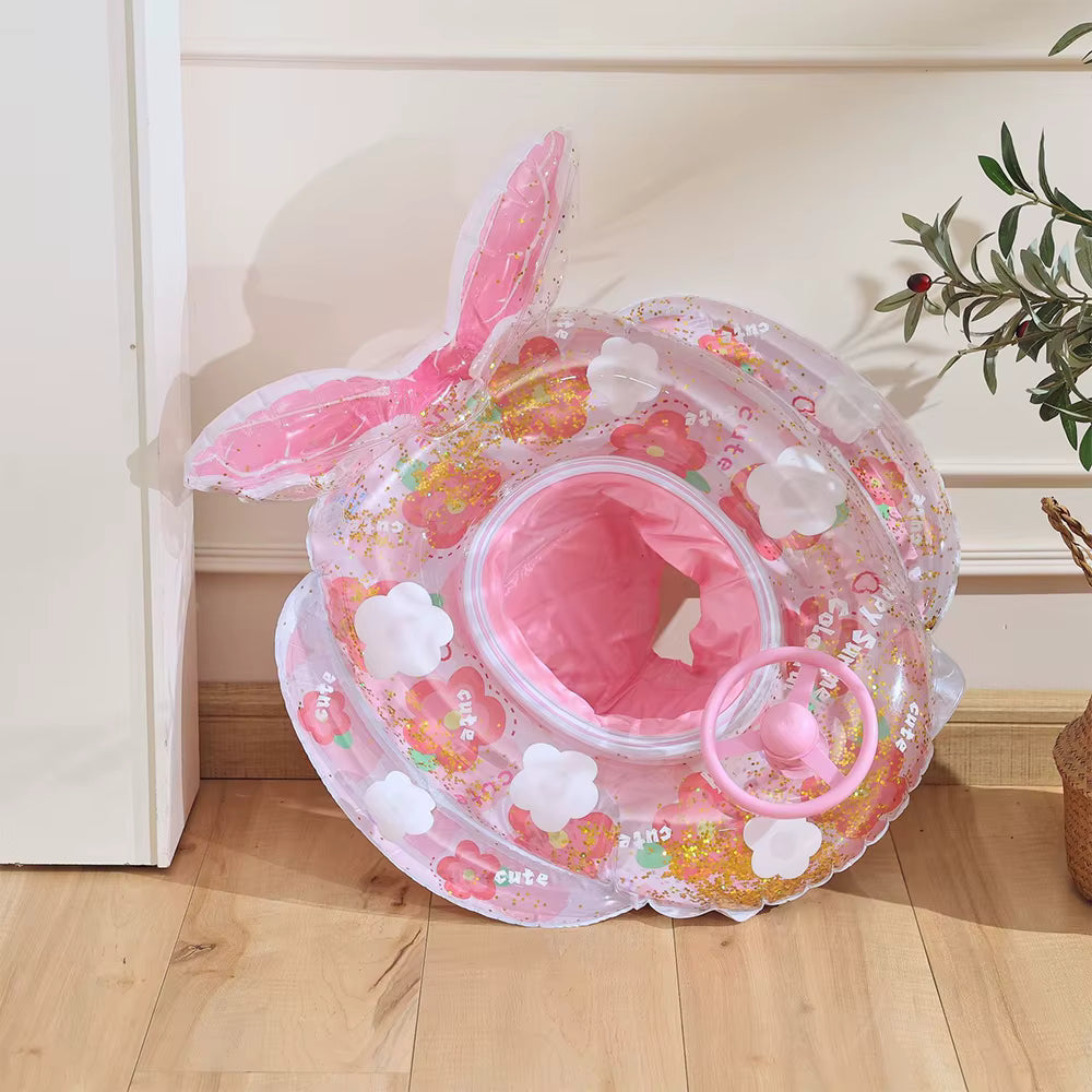 Bouée Bébé Gonflable Fleur Transparente avec Siège Intégré – Flotteur Piscine Enfant avec Anneaux de Jeu – Accessoire Aquatique Été