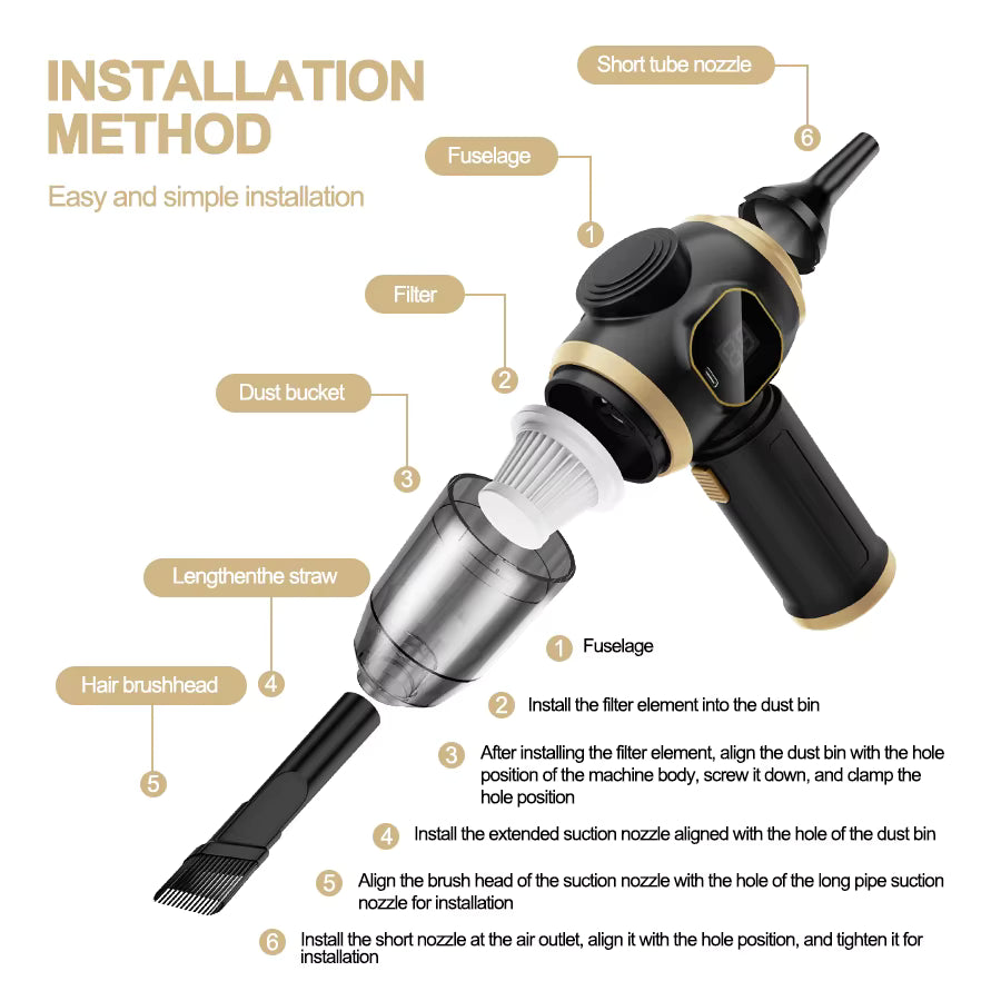 Aspirateur de voiture sans fil haute puissance portable