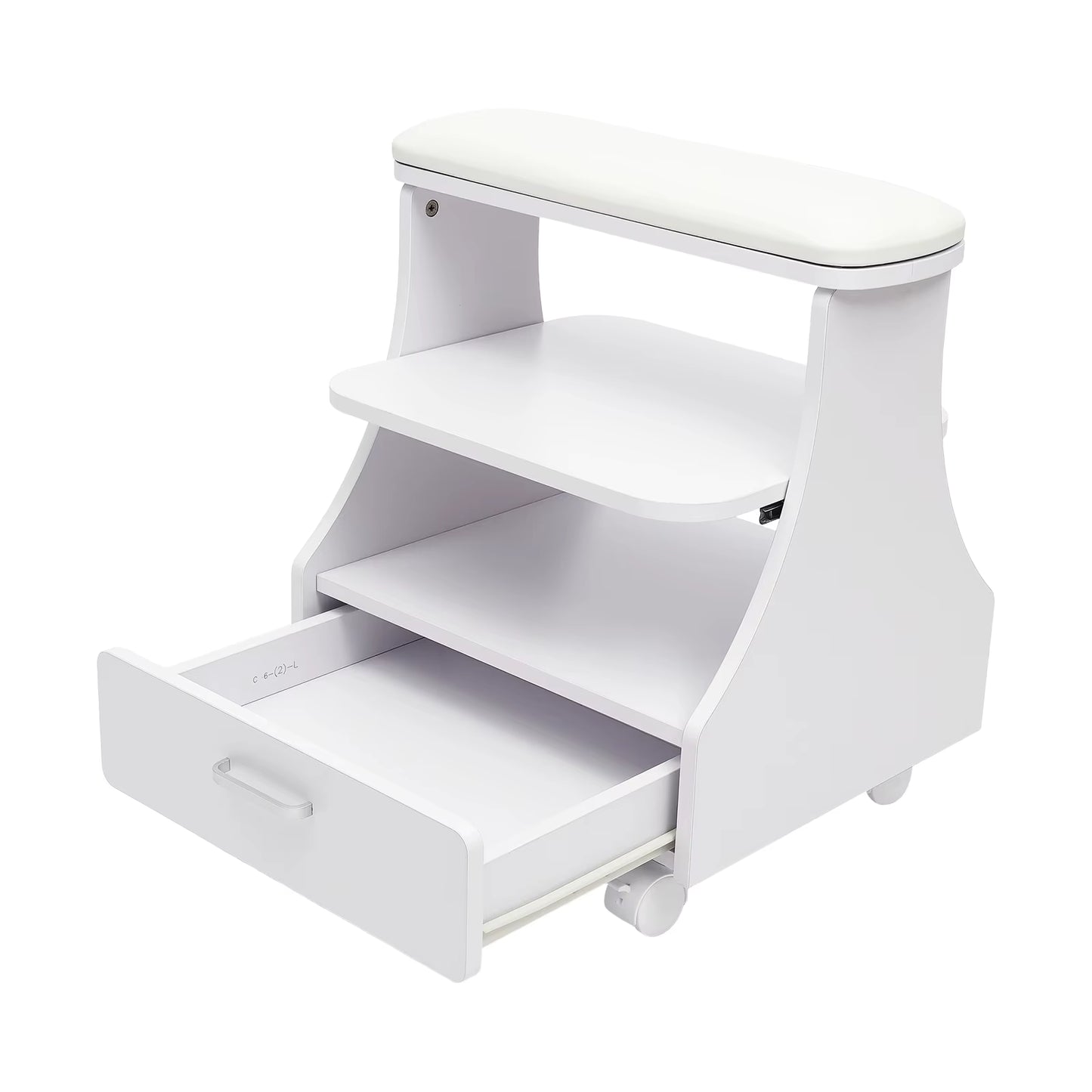 Chariot de Pédicure Professionnel avec Tiroir – Meuble Nail Art à Roulettes pour Salon de Beauté – Support Manucure Spa Blanc
