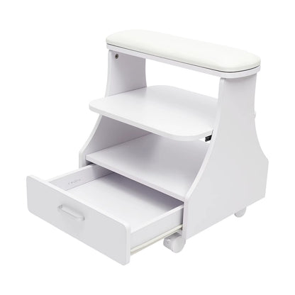 Chariot de Pédicure Professionnel avec Tiroir – Meuble Nail Art à Roulettes pour Salon de Beauté – Support Manucure Spa Blanc