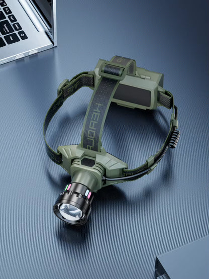 Lampe Frontale LED Rechargeable USB-C avec Feu Arrière – Mains Libres – Pêche, Camping, Randonnée & Extérieur