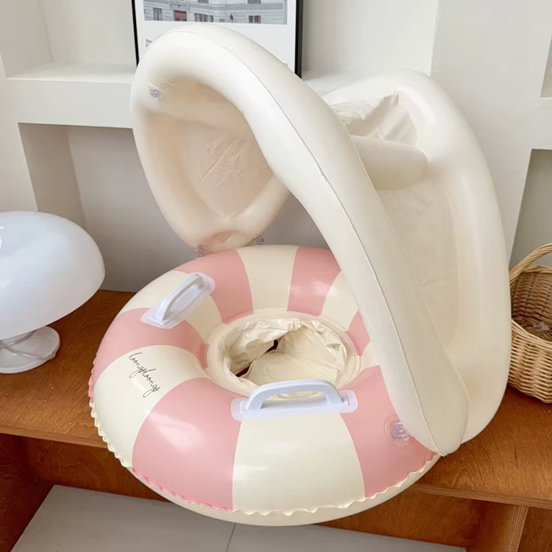 Bouée Bébé Gonflable avec Pare-Soleil Amovible – Siège Flottant de Piscine pour Enfants jusqu'à 25 kg – Anneau de Natation Sécurisé pour Piscine et Plage