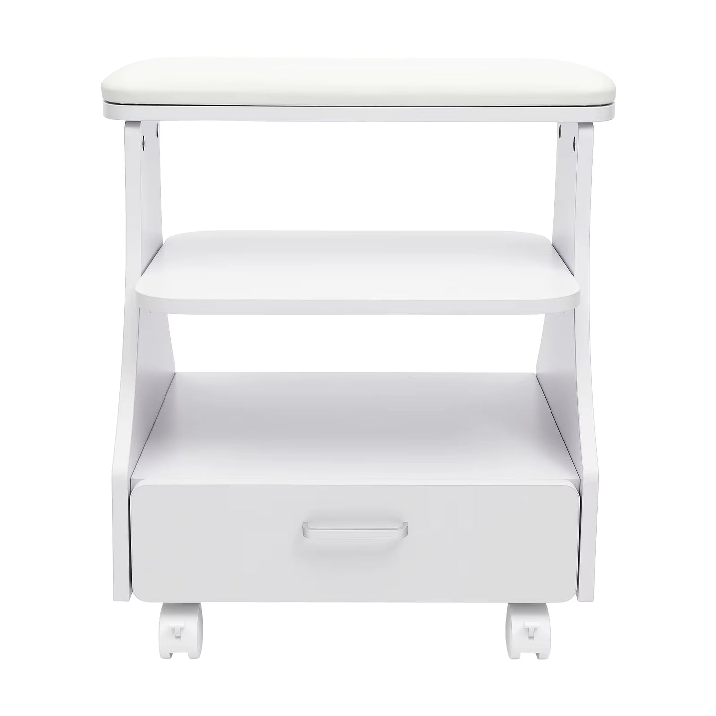 Chariot de Pédicure Professionnel avec Tiroir – Meuble Nail Art à Roulettes pour Salon de Beauté – Support Manucure Spa Blanc