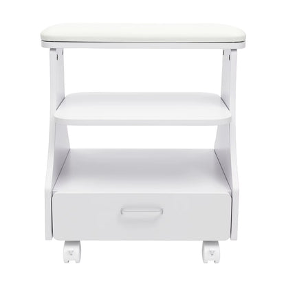 Chariot de Pédicure Professionnel avec Tiroir – Meuble Nail Art à Roulettes pour Salon de Beauté – Support Manucure Spa Blanc