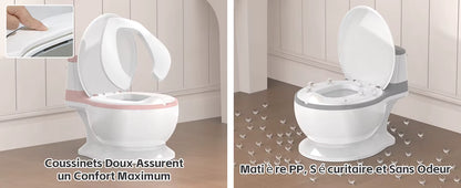 Pot d'Apprentissage Toilette Enfant – Chasse d'Eau Sonore, Amovible & Antidérapant – Garçon & Fille