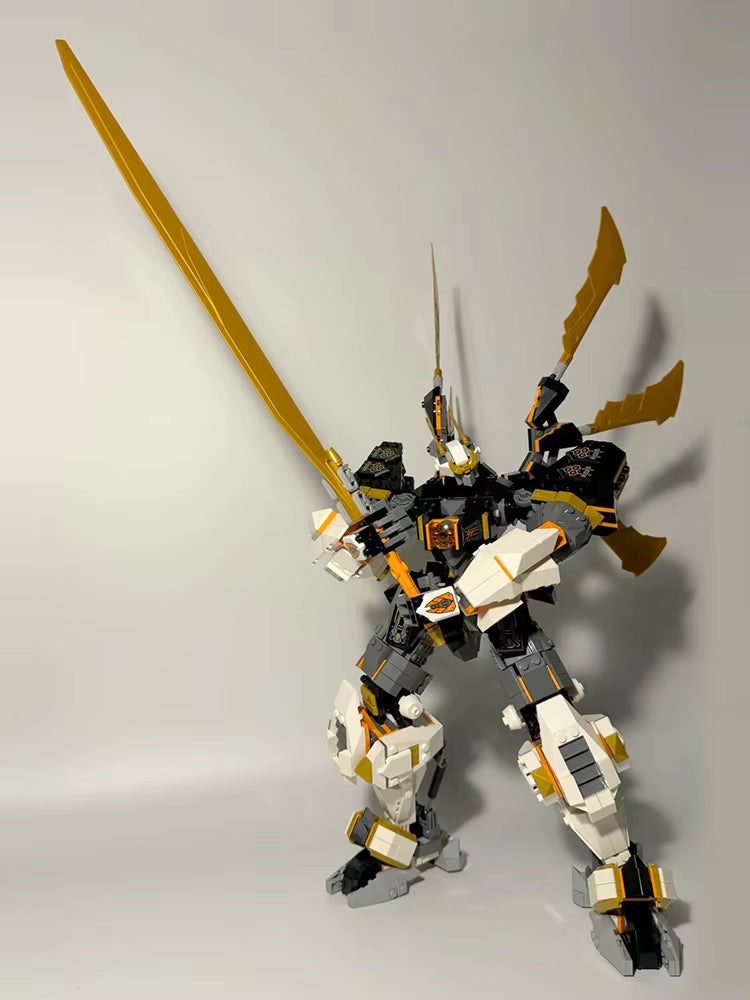 Figurine Mecha Dragon Titan 1055 pièces – Robot articulé à construire avec ailes et épée – Modèle de collection blocs de construction