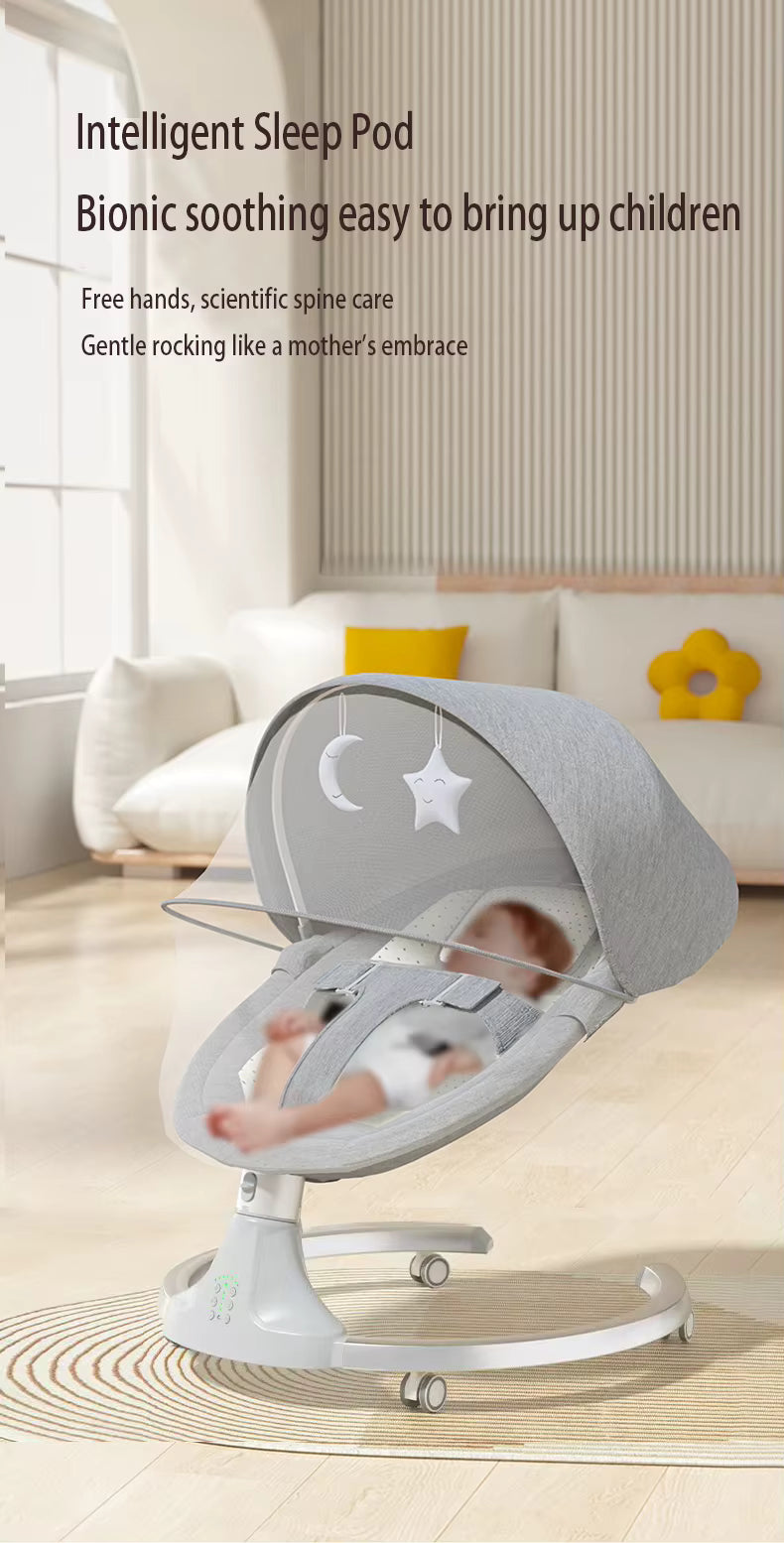 Berceau électrique pour bébé avec balancement automatique, télécommande, moustiquaire et coussin respirant