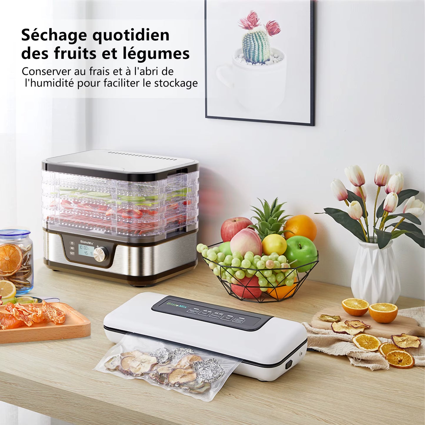 Déshydrateur Alimentaire  5 Plateaux Sans BPA – Séchoir Fruits et Légumes avec Minuterie Numérique et Contrôle Température