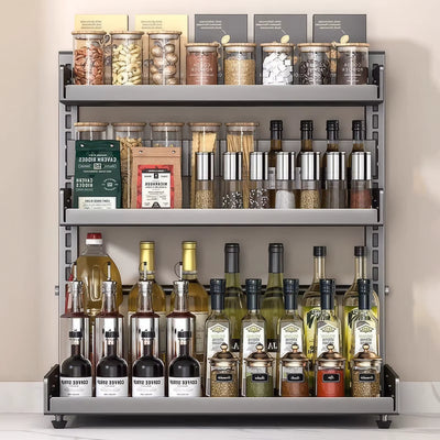 Étagère à Épices 3 Niveaux Réglable en Métal – Organisateur de Cuisine pour Bocaux, Condiments et Assaisonnements