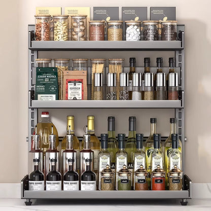 Étagère à Épices 3 Niveaux Réglable en Métal – Organisateur de Cuisine pour Bocaux, Condiments et Assaisonnements