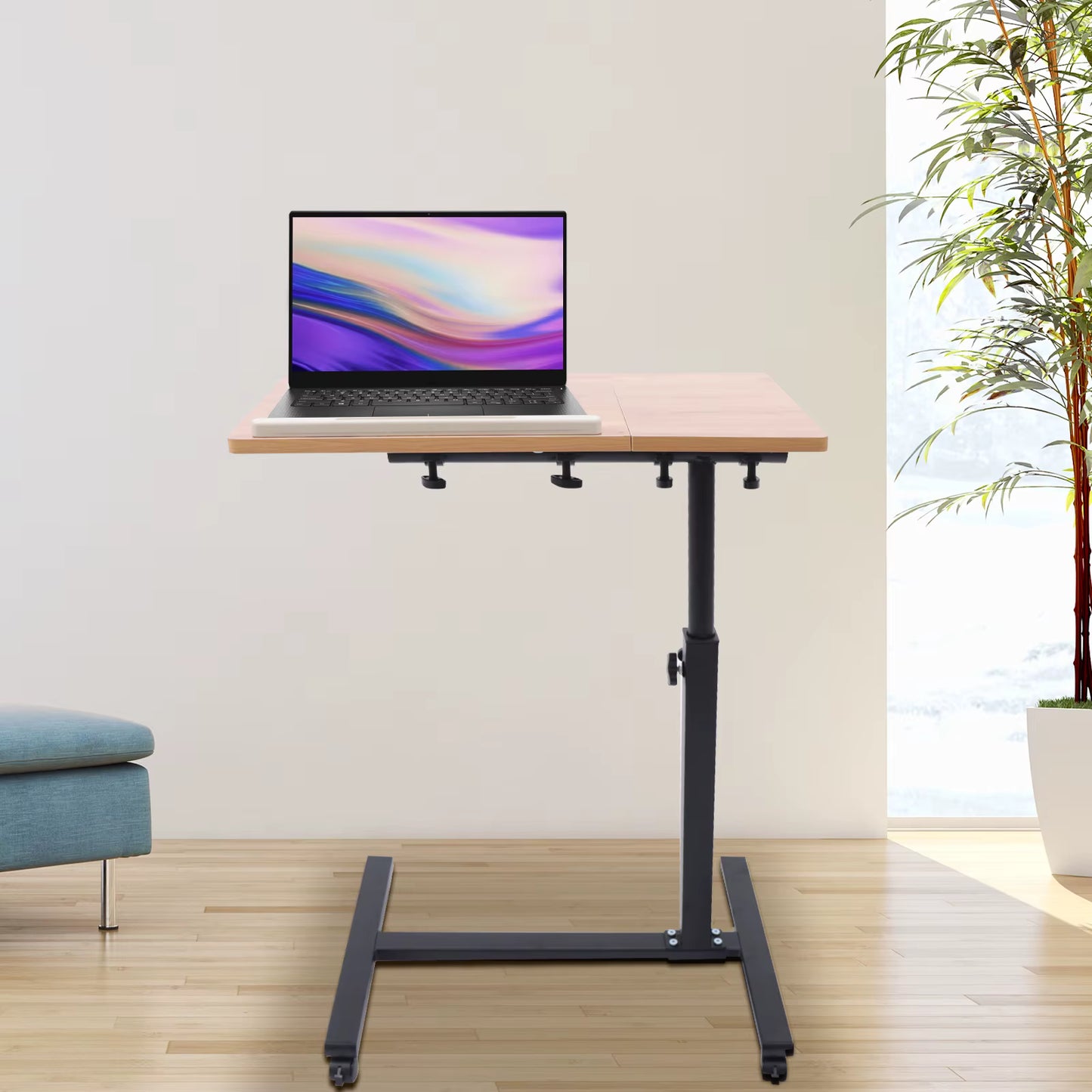 Bureau Ordinateur Portable Roulant 360° – Hauteur Réglable 58-90 cm