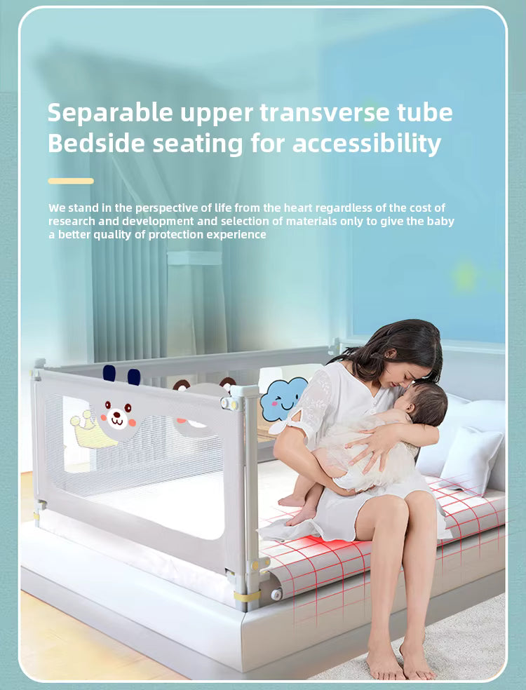 Barrière de Lit Enfant Réglable – Garde-Corps de Sécurité Relevable – Protection Bébé Lavable