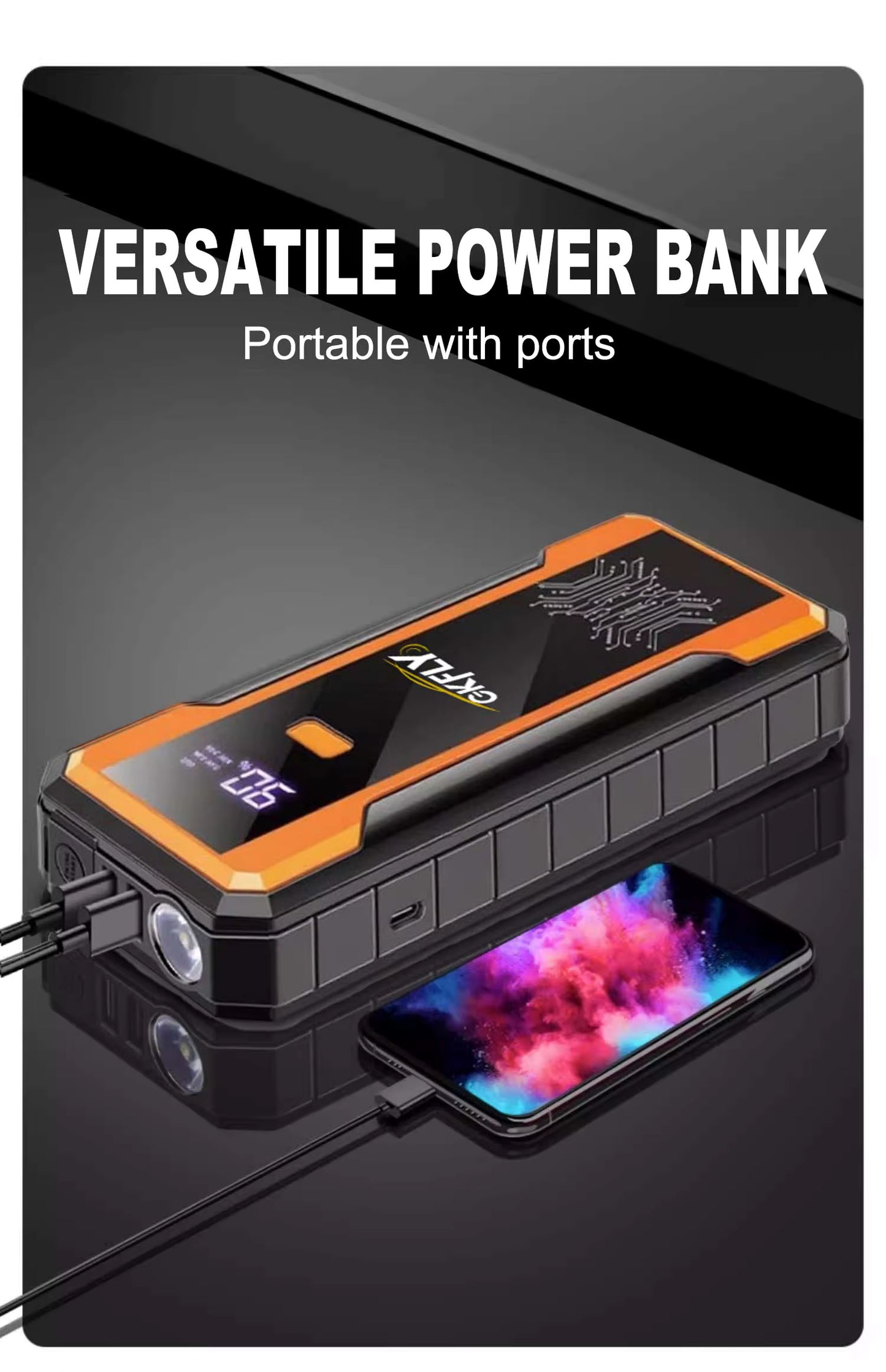 Démarreur de Batterie Portable 4000A avec Compresseur d’Air 150 PSI – Booster Voiture 4 en 1 Rechargeable USB – Gonfleur Pneus Automobile Moto