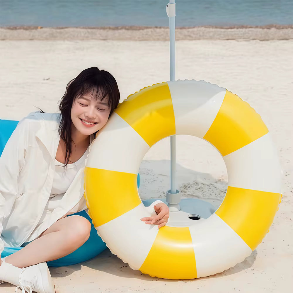 Bouée Gonflable Adulte 75 cm Anneau de Natation Piscine Plage Été Flotteur Jaune Blanc Résistant
