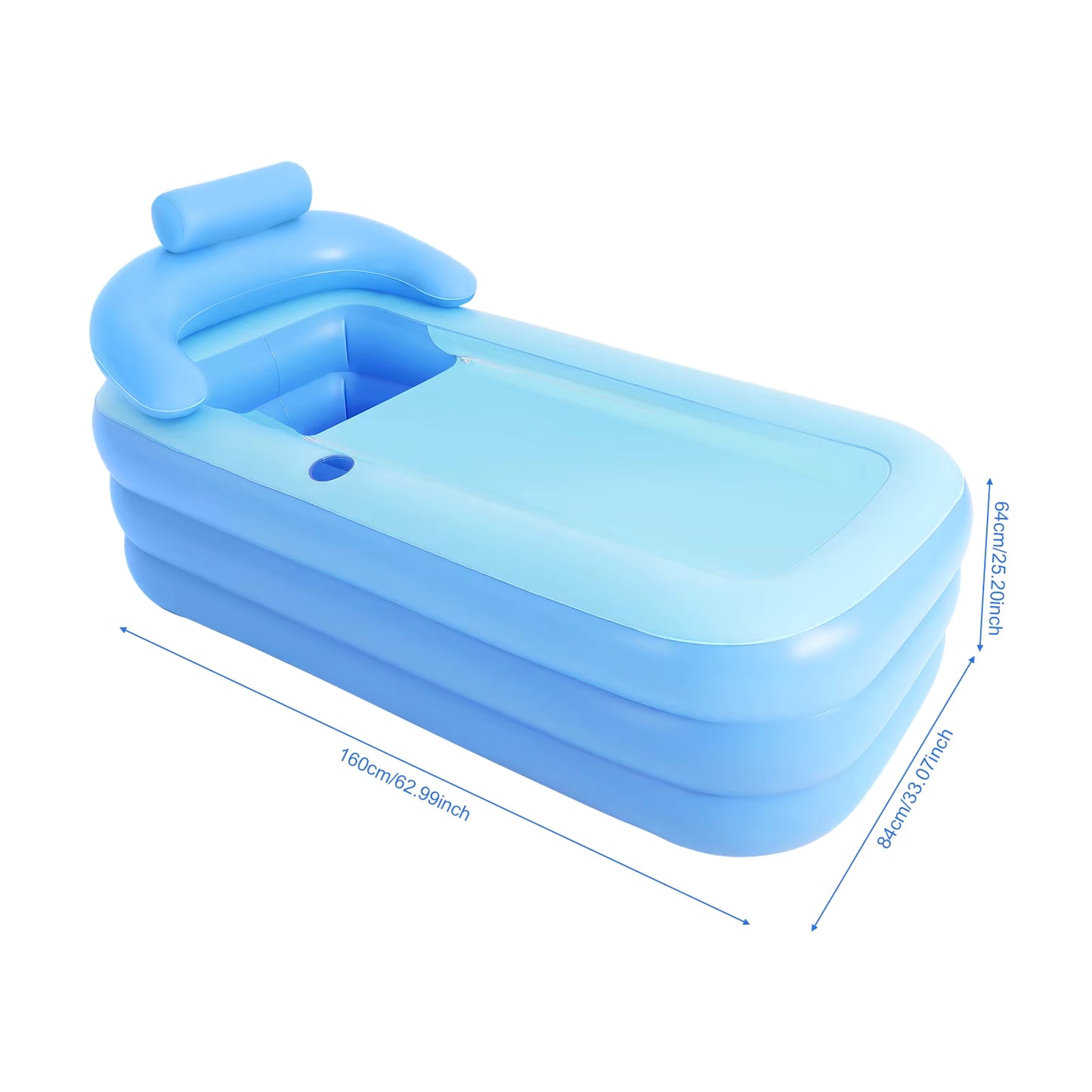 Baignoire Gonflable Adulte 160x84x64cm – Bain Portable avec Coussin et Isolation – SPA Maison Pliable – Utilisation Intérieure Extérieure