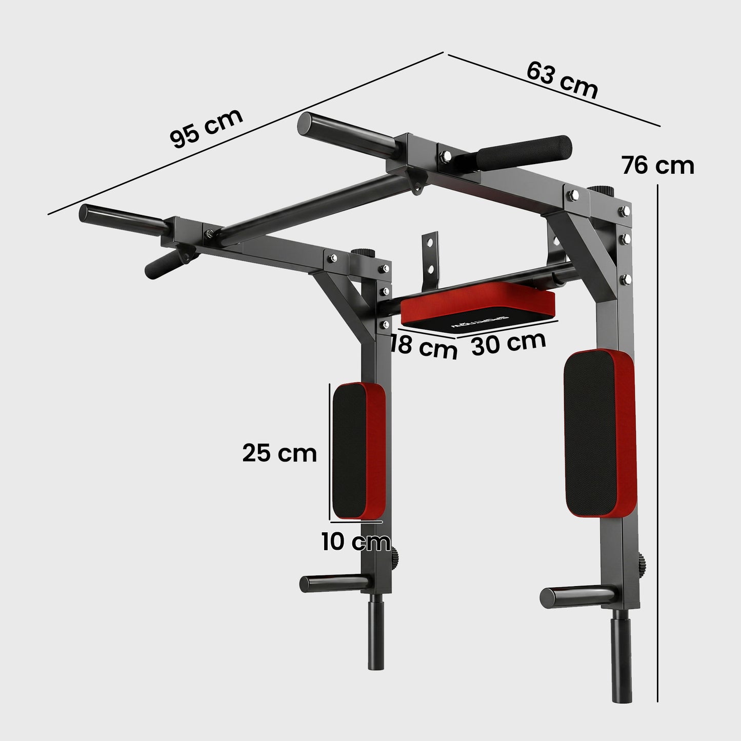 Barre de Traction Murale Multifonction 2 en 1 – Dips, Poignées Antidérapantes, Charge Max 200 kg | Musculation Domicile